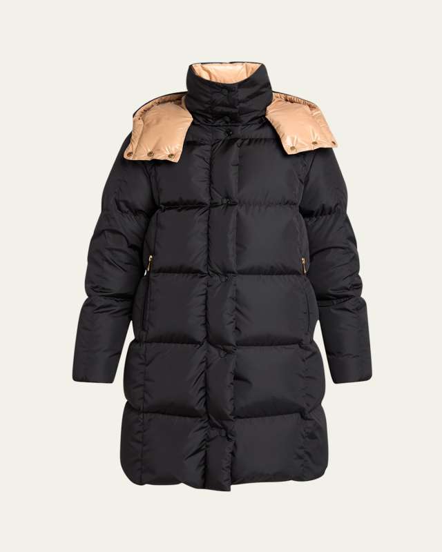 Litte Long Down Puffer Coat with Detachable Hood